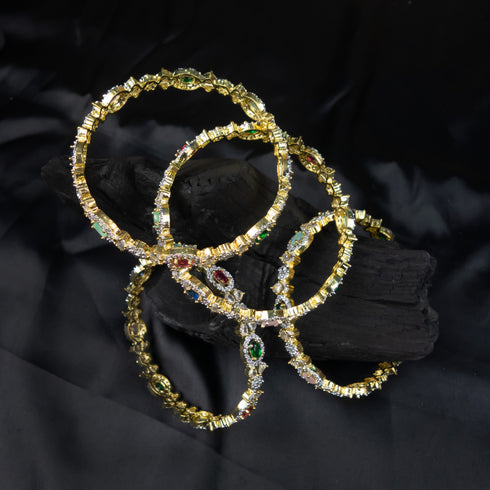 American Diamond Multi Rhinestone Bangles - D199